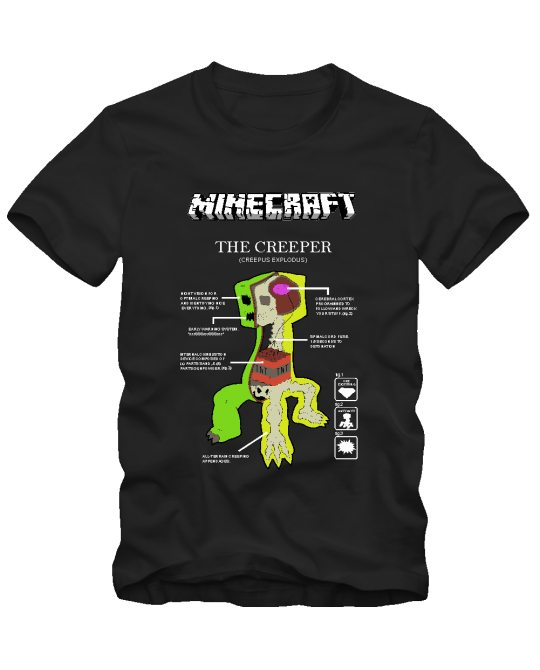 Minecraft marškinėliai creeper body Minecraft marškinėliai creeper body